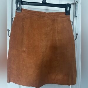 Brown, genuine leather mini skirt